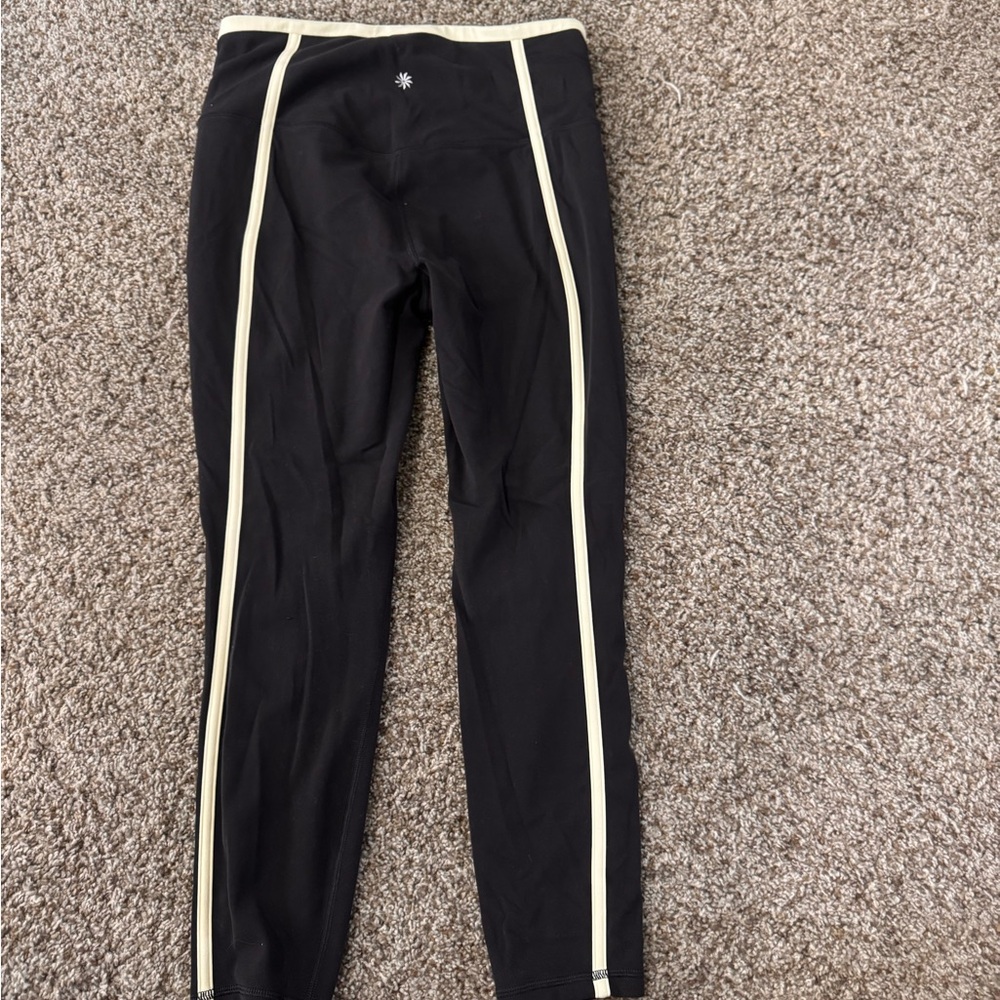 Women’s Black Athletic Pants with Cream/yellow Stripes